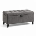 Gepolsterte Sitzbank mit Stauraum und Klappdeckel, Cordbezug Grau/Schwarz, 100 × 40 × 48 cm
