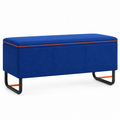 Gepolsterte Sitzbank mit Stoffbezug und Metallgestell, Blau/Orange/Schwarz, 120 × 40 × 50 cm