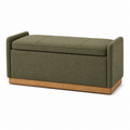 Moderne Sitzbank mit Stauraum in Olivgrün/Natur, 120 × 45 × 60 cm