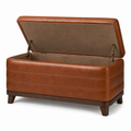 Gepolsterte Sitzbank mit Stauraum, 110 × 45 × 48 cm, Cognacbraun und Dunkelbraun, Vintage-Stil