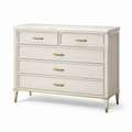 Kommode aus Holzwerkstoff mit 5 Schubladen, Elfenbein/Gold, 120 × 45 × 95 cm
