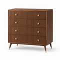 Kommode mit 4 Schubladen und Rillenfronten, Braun/Gold, 100 × 40 × 100 cm