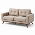 2-Sitzer-Sofa Beige/Braun mit Textilbezug und Holzgestell, 182 × 84 × 86 cm, skandinavisches Design