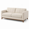 Modernes 3-Sitzer-Sofa aus Strukturstoff in Creme/Braun, 210 × 88 × 82 cm, mit Holzfüßen