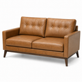 2-Sitzer-Sofa in Braun mit dunkelbraunen Holzbeinen, Lederoptik, Retro-Stil, 160 × 85 × 83 cm