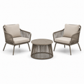 3-teiliges Gartenmöbel-Set in Taupe und Beige – 2 Sessel 78 × 76 × 84 cm und Tisch Ø 70 × 42 cm