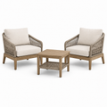 3-teiliges Gartenmöbel-Set mit 2 Sesseln 78 × 78 × 82 cm und Tisch 60 × 60 × 45 cm, Naturbraun/Taupe/Beige