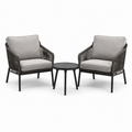 3-teiliges Gartenmöbel-Set mit 2 Loungesesseln 76 × 76 × 78 cm und Beistelltisch Ø 55 × 45 cm, Grau/Schwarz