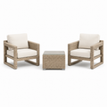 3-teiliges Gartenmöbel-Set mit 2 Sesseln 71 × 72 × 78 cm und Tisch 55 × 55 × 40 cm, Beige/Creme