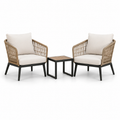 3-teiliges Gartenmöbel-Set mit 2 Loungesesseln 72 × 75 × 82 cm und Beistelltisch 45 × 45 × 45 cm, Beige/Cremeweiß/Schwarz/Braun