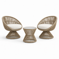 3-teiliges Polyrattan-Set in Beige/Cremeweiß – 2 Sessel à 80 × 78 × 82 cm und Beistelltisch Ø 52 × 45 cm