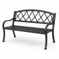 Schwarze Gartenbank aus beschichtetem Metall, 127 × 60 × 85 cm, Zweisitzer mit Gitterlehne