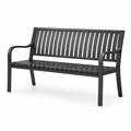 Gartenbank aus Metall, Schwarz, Zweisitzer mit Armlehnen, 127 x 60 x 85 cm