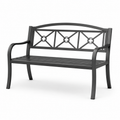 Schwarze Metall-Gartenbank für 2 Personen mit Armlehnen, 127 × 60 × 85 cm