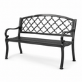 Schwarze Metall-Gartenbank mit Ziergitter und Armlehnen, 126 × 56 × 85 cm