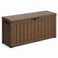 Gartenbox aus Kunststoff in Holzoptik mit Klappdeckel, Braun/Schwarz, 120 × 55 × 61 cm