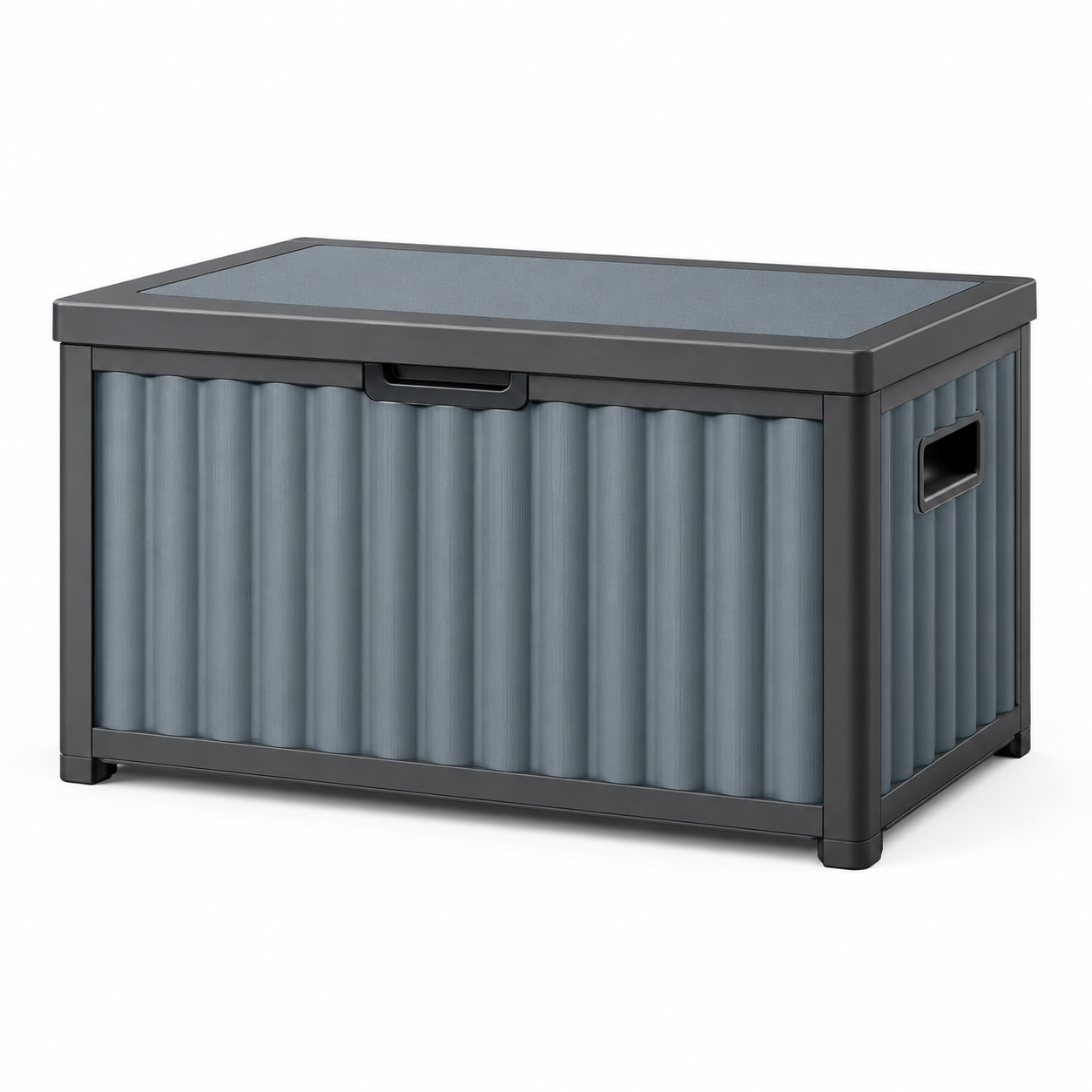 Garten-Aufbewahrungsbox aus Kunststoff mit Deckel und Seitengriffen, 120 × 54 × 62 cm, Anthrazit/Graublau
