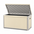 Auflagenbox aus Kunststoff mit Klappdeckel, 120 × 56 × 63 cm, Beige/Grau/Schwarz