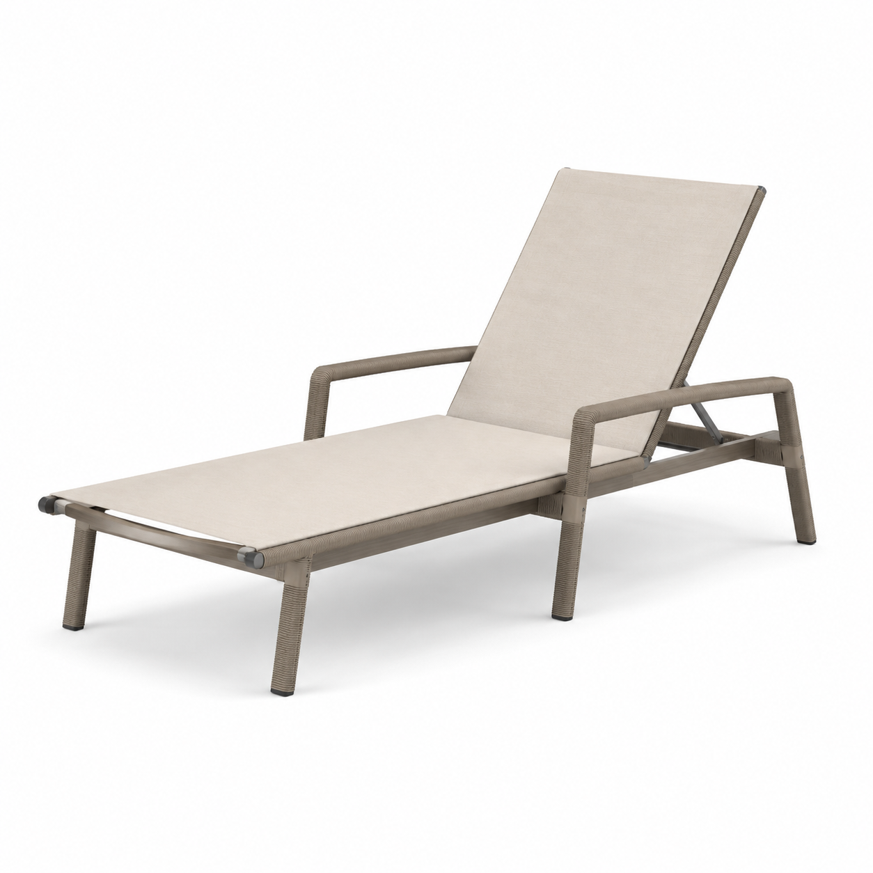 Gartenliege Beige/Taupe/Grau, 200 × 70 × 98 cm, Metallrahmen mit Textilgewebe und verstellbarer Rückenlehne