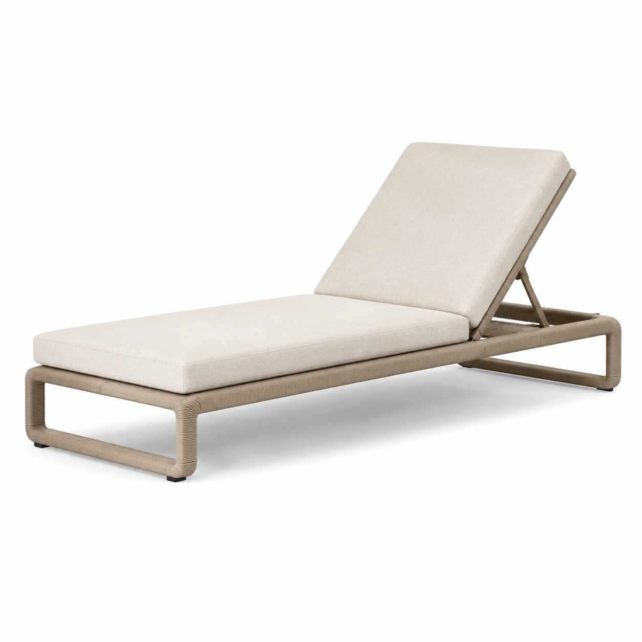Verstellbare Gartenliege mit Polsterauflage, Beige/Taupe, 200 × 75 × 35 cm