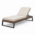 Verstellbare Gartenliege mit Polsterauflage, 200 × 70 × 35 cm, Creme/Braun/Schwarz