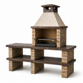 Gartenkamin mit Grillrost und Ablageflächen, 220 × 70 × 220 cm, Braun/Beige/Schwarz
